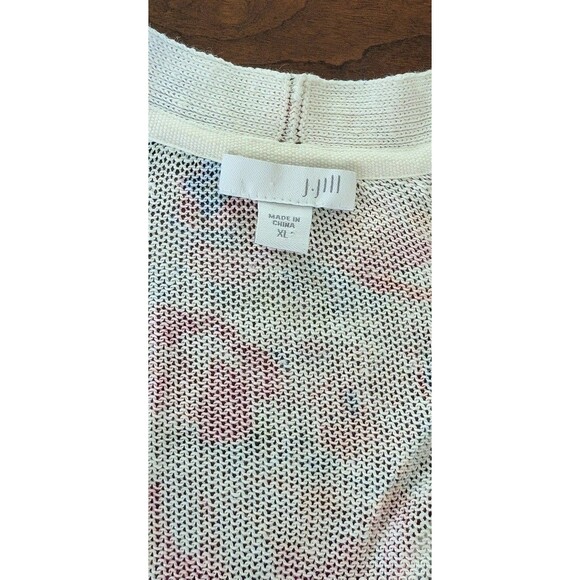 J. JILL Linen Blend Flora White Orange Boho Knee Length Cardigan Sz XL - Picture 6 of 7
